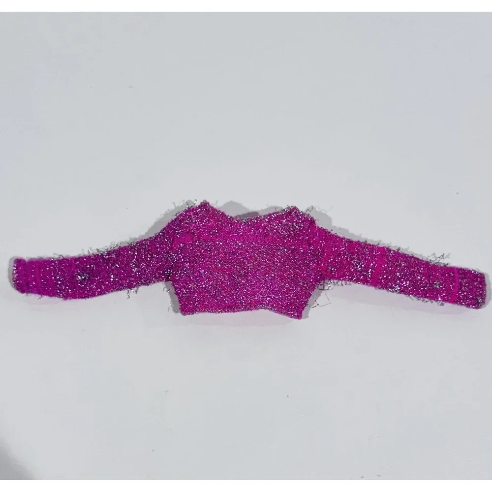 Vintage 80s Barbie & The Rockers Pink & Silver‎ Tinsel Sparkly Jacket Cardigan
